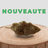 Nouvelle fleur de CBD Hawaïenne sur support en bois